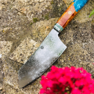 Cutelo Faca Profissional Damasco 67 Camadas VG10 Lâmina De Aço Inoxidável Composto Resina Azul Bordo De Madeira