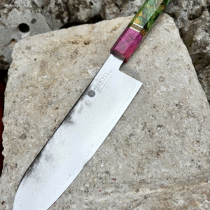 Faca Santoku 7 Polegada 67 Camadas De Aço Damasco VG10 10Cr15CoMoV Colorido Estabilizado Maple Burl Cabo De Madeira